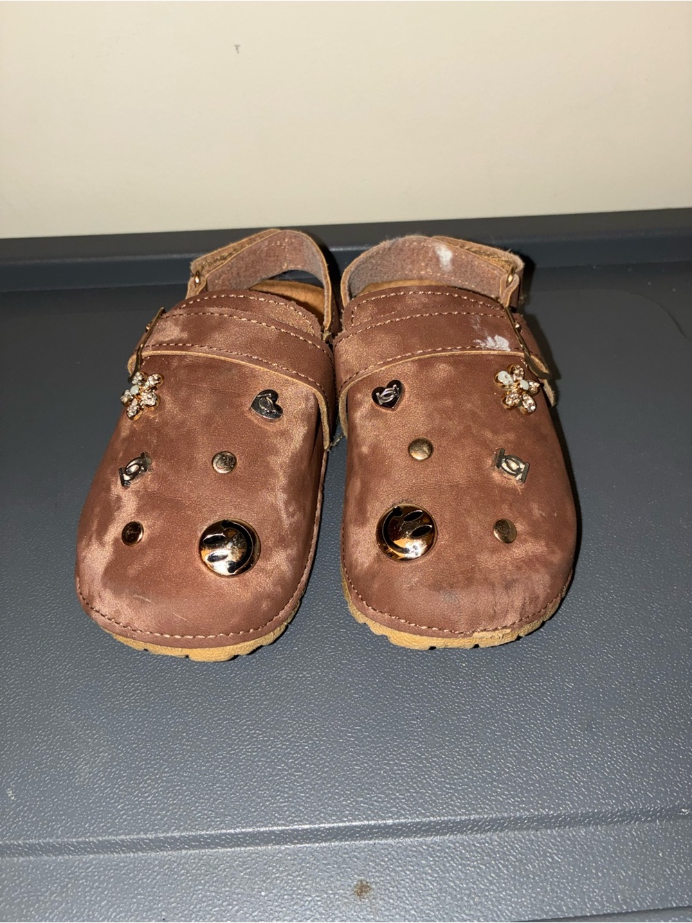 bebe Brown Girls Moccasin Slip-On Shoes with Embellishments